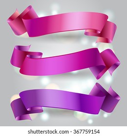 Set of horizontal  ribbon banners