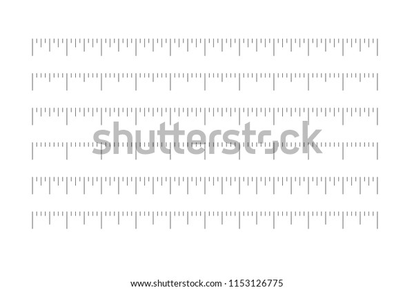 Set of\
horizontal rulers - lenght and size indicators distance units\
divided in quaters. Vector\
illustration.