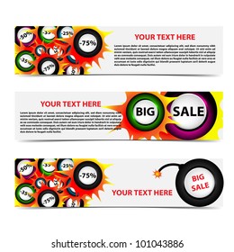 Set of horizontal sale banners with shadow. Place for customer text in separate layer.