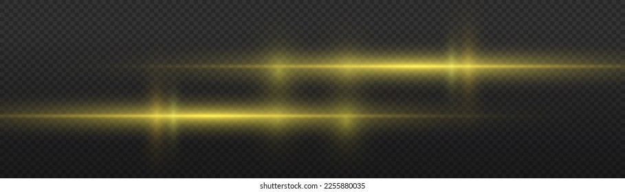 Set horizontal solar lines. Glowing stripes on a dark background. Light illustration.