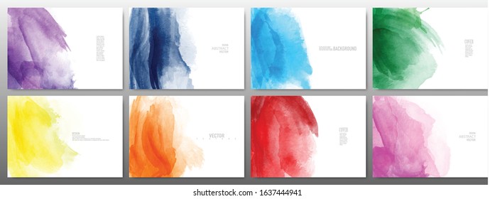 Set of horizontal template with bright colorful watercolor. design for banner, poster, card, brochure.