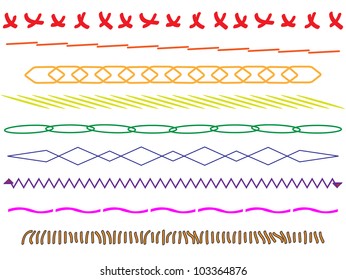 Set of horizontal thread stitches