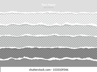 Set horizontal torn paper edges, seamless horizontally texture. Space for advertising, banner of web page, border and header.