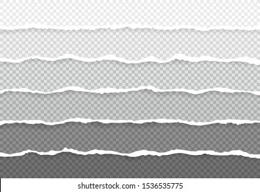 Set horizontal torn paper edges, seamless horizontally texture. Space for advertising, banner of web page, border and header.