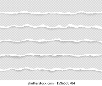 Set horizontal torn paper edges, seamless horizontally texture. Space for advertising, banner of web page, border and header.