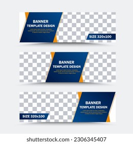 Set of horizontal vector banner templates in blue orange white