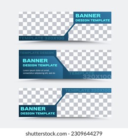 Set of horizontal vector banner templates in blue 