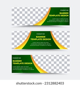 Set of horizontal vector banner templates in green yellow orange