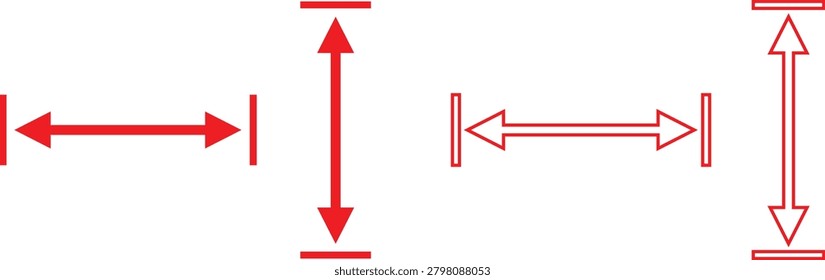 Set of horizontal and vertical doubleheaded arrows