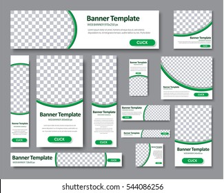Set Of Horizontal, Vertical And Square Web Banners In Standard Sizes. Templates With A Place For A Photo. Vector Illustration