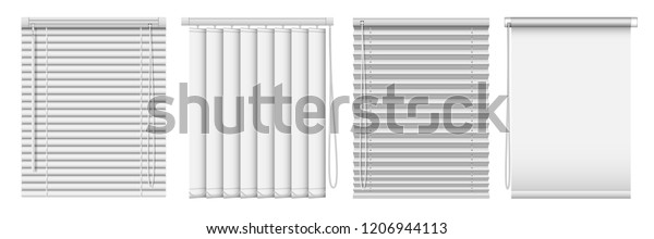 Set of horizontal\
and vertical window blinds. Vector realistic illustration\
horizontal blind curtains.