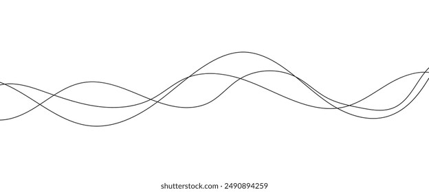 Set of horizontal wavy lines. Simple undulate borders