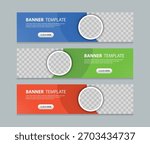 set horizontal web banner design background template. Suitable for web and social media ads. Vector illustration file with Space to add pictures.