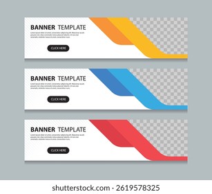 Set horizontal web banner design background template. three color style. Suitable for web ads. Vector illustration file with Space to add pictures.