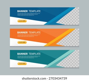 set horizontal web banner design background template. Suitable for web and social media ads. Vector illustration file with Space to add pictures.