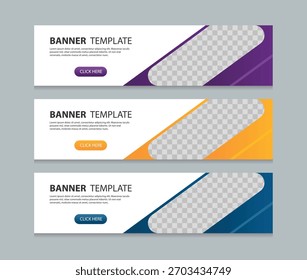 Plantilla de fondo de diseño de Anuncio de Web Horizontal. Adecuado para anuncios de Web y redes sociales. Archivo de Ilustración vectorial con espacio para agregar imágenes.