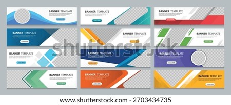 Set of horizontal web banner design templates with abstract colors background. vector illustration design with Space to add pictures. Suitable for web and social ads.
