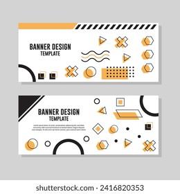 Conjunto de plantillas de banner web horizontales con elementos geométricos abstractos. Ilustración del vector