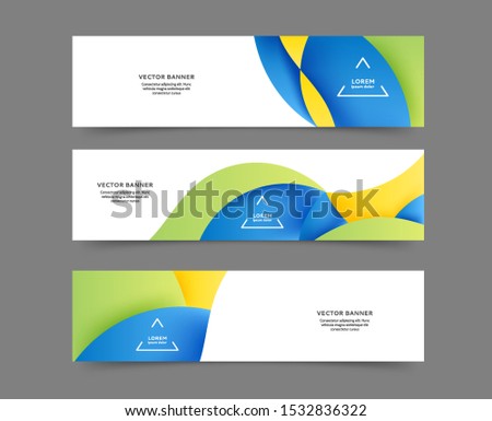 Set of horizontal web banner templates with abstract lines and waves