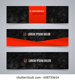 Set of Horizontal Web Banners. Abstract Polygonal Backgrounds for Design Templates