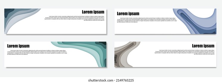 Set of horizontal web banners broken with paper cut illustrations. With space for articles and advertisements, flyers, posters and web sites.