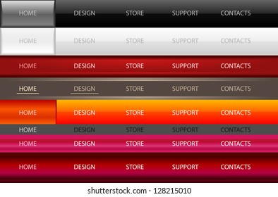 Set of horizontal web navigation panels.