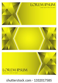 Set of horizontal white black and yellow abstract web banner background or header Templates. Empty space for pictures content design universal template for a web site with text. Vecter Illustration.