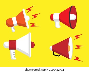 set of horn, megaphone flat design vector illustration