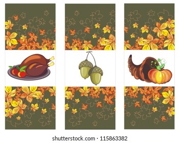 Set with Horn of Plenty, pumpkin and acorns