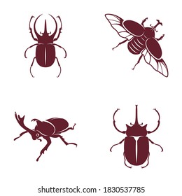 Set of horned beetle vector illustration, simple and creative design 