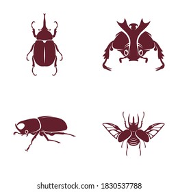 Set of horned beetle vector illustration, simple and creative design 
