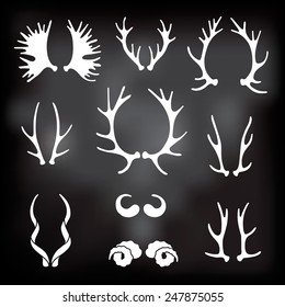 Set horns silhouettes for design. Vector illustration.