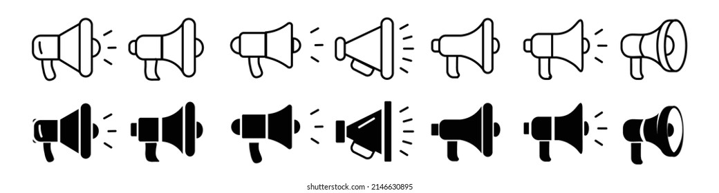 set of horns speakers loud mobile app development user interface design  vectors call-outs 