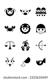set of horoscope icon with cute design,vector illustration