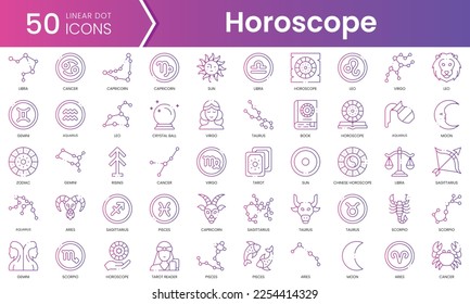 Set of horoscope icons. Gradient style icon bundle. Vector Illustration