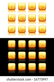Set of horoscope icons in shining glass effect.