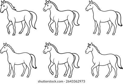 Set of horse animal silhouettes vector illustrations	
