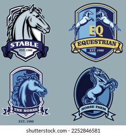 Set of horse badge in vintage illustration style