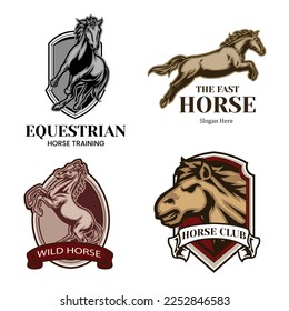 Set of horse badge in vintage illustration style