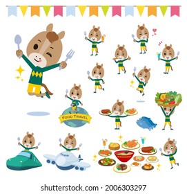 A set of Horse boy on food events.It's vector art so it's easy to edit.