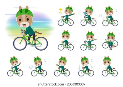A set of Horse boy on a road bike.It's vector art so it's easy to edit.