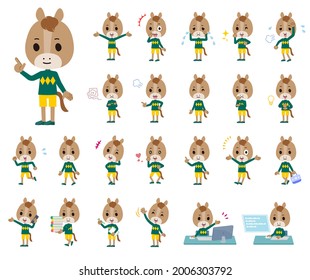 A set of Horse boy with who express various emotions.It's vector art so easy to edit.