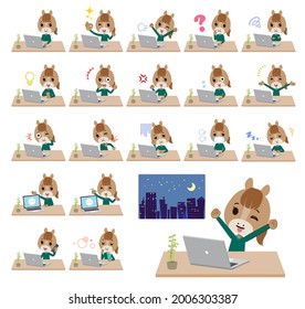 A set of Horse girl on desk work.It's vector art so it's easy to edit.