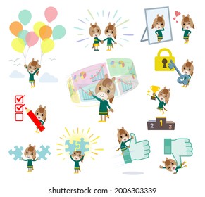 A set of Horse girl on success and positive.It's vector art so it's easy to edit.