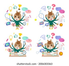 A set of Horse girl who perform multitasking.It's vector art so it's easy to edit.