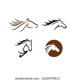 set of horse head logo template