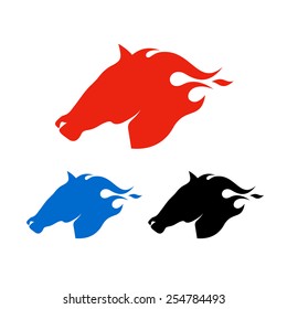 Set of horse heads logo templates. Isolated on white background. Vector illustration, eps 8.
