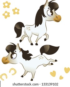 Set of horse isolated on white background