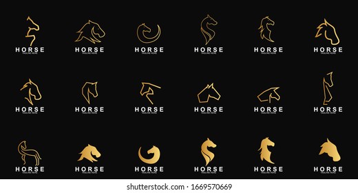 Logotipo conjunto de caballos con concepto moderno. Ilustración vectorial de caballo de icono