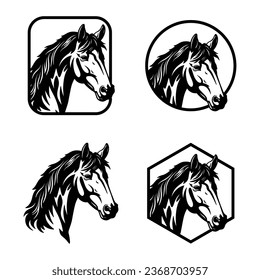 Set of Horse logo silhouette vector